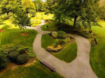 Ample green landscaping and nature trails